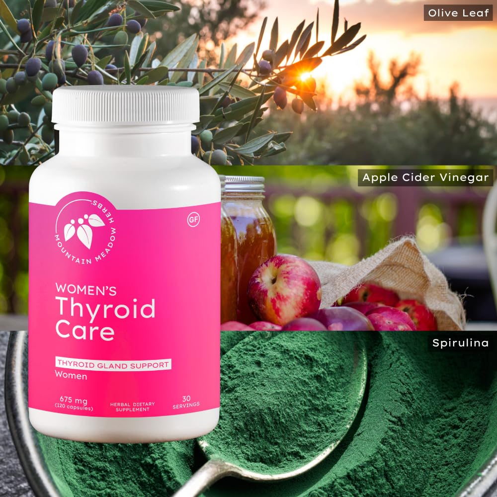 Mountain Meadow Herbs Women's Thyroid Care packaging box visible on table