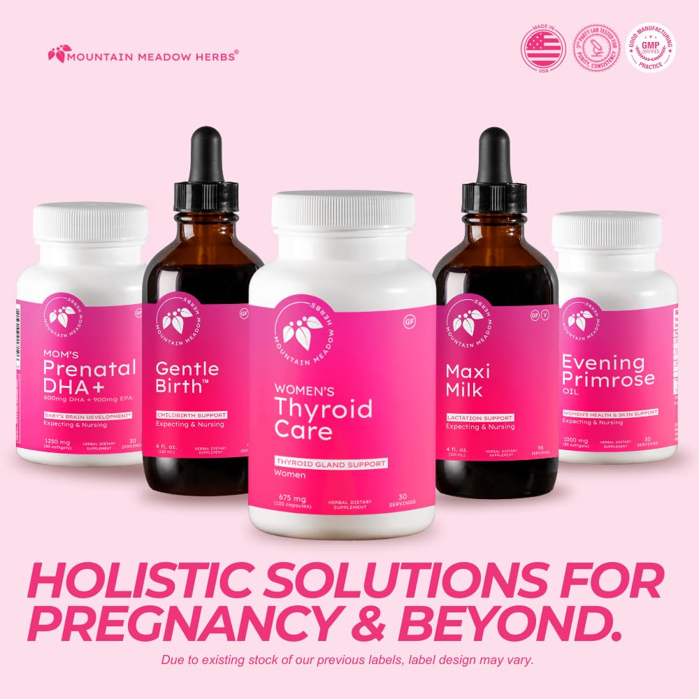 Mountain Meadow Herbs Women's Thyroid Care table scene suggests convenient daily use