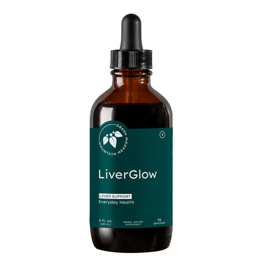 Mountain Meadow Liver Glow bottle front for daily liver support and vitality.