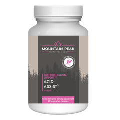 Mountain Peak Acid Assist bottle ready for daily GI support and occasional heartburn relief.