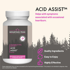 Mountain Peak Acid Assist capsules for gentle gastric support.