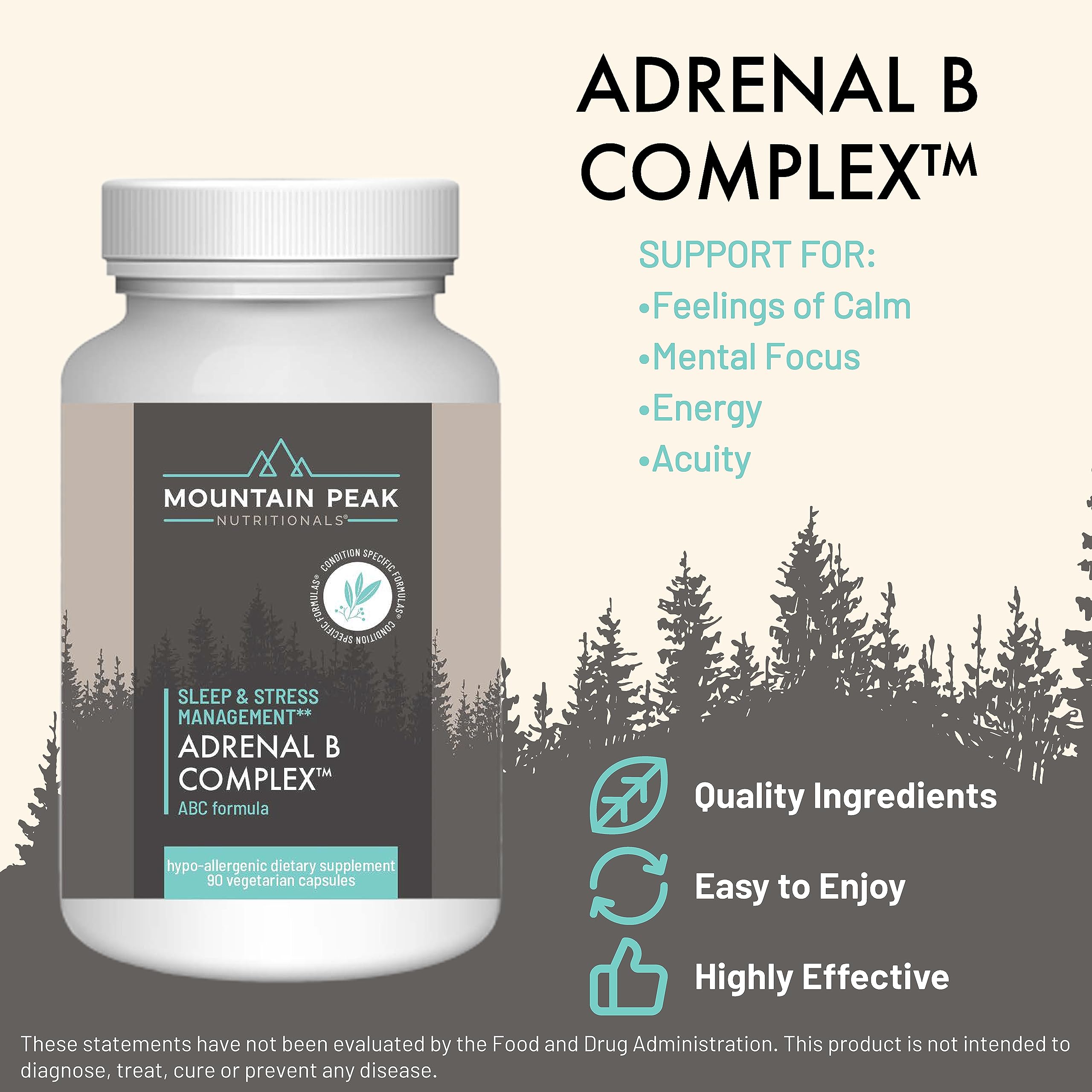 Mountain Peak Adrenal B Complex capsule close-up highlighting vegetarian capsules