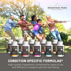 Packaging of Mountain Peak Energy Formula showcasing GMP and FDA registered facilities