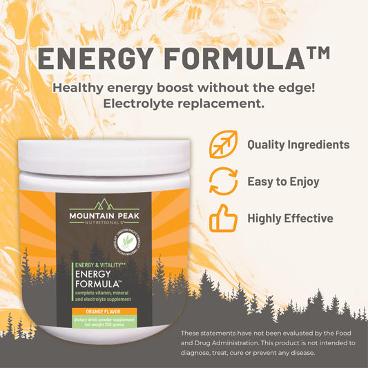 Mountain Peak Energy Formula scoop showing convenient serving size