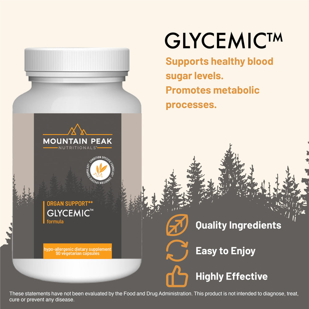 Glycemic Formula capsules beside a glass of water for easy meals.