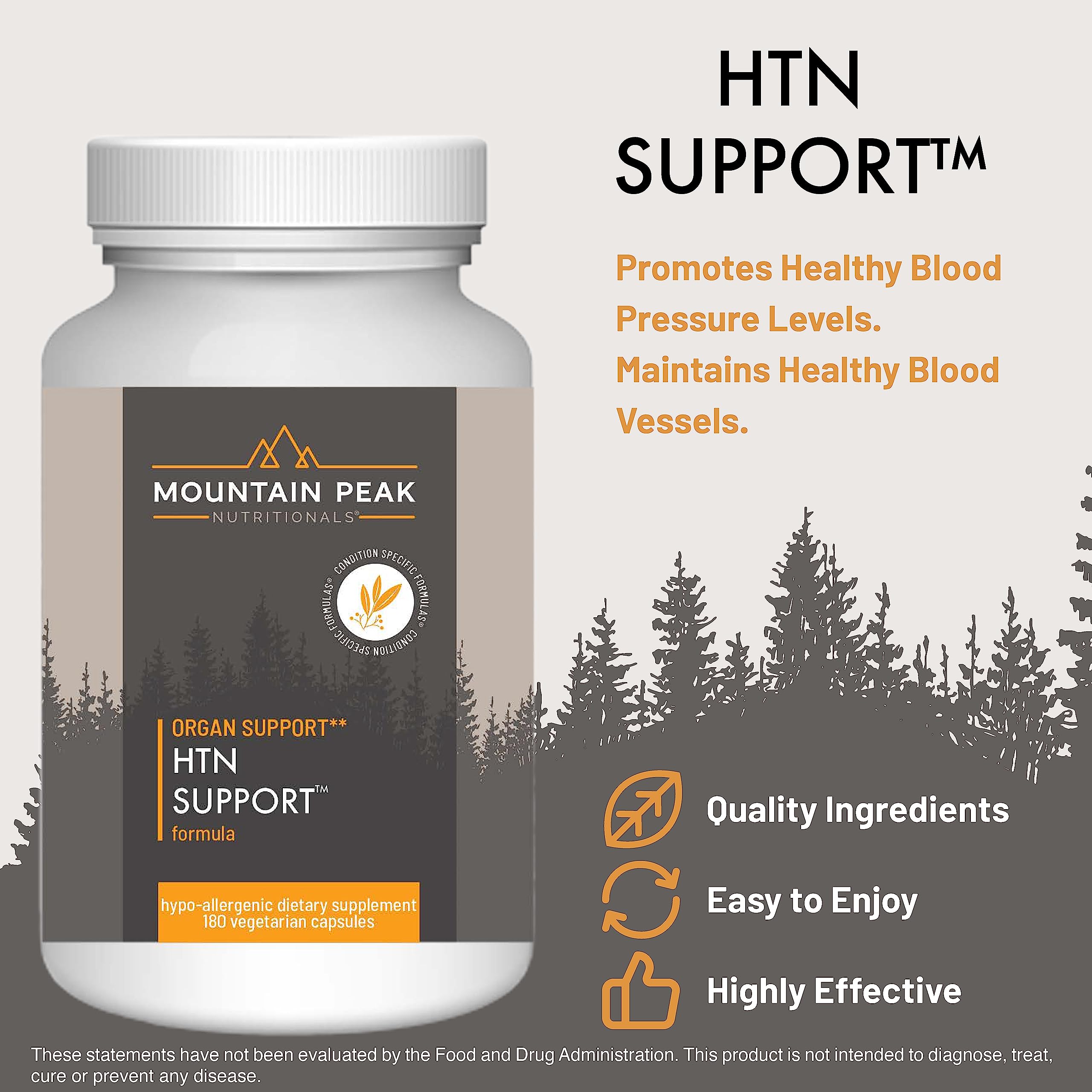 Close-up of Mountain Peak HTN capsules ready for daily use.