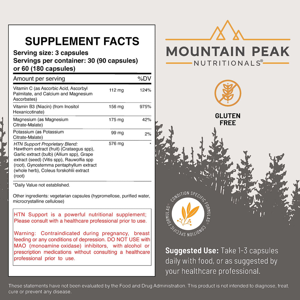 Mountain Peak HTN rauwolfia plant visual highlights natural botanical ingredients.