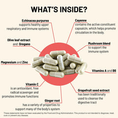 Mountain Peak Immuni-T capsules closeup on vegetarian capsules for easy use