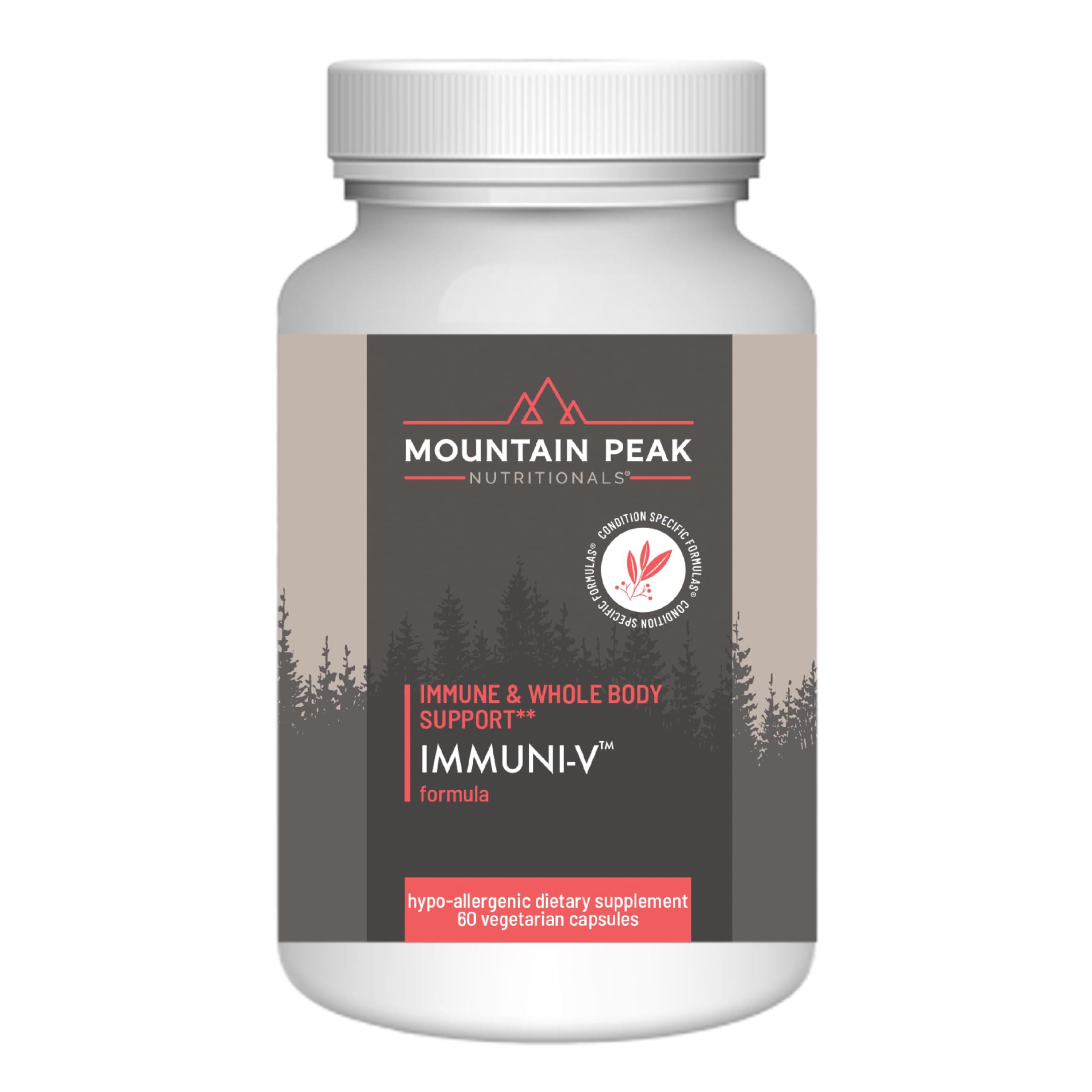 Mountain Peak Immuni-V bottle front displaying immune support formula