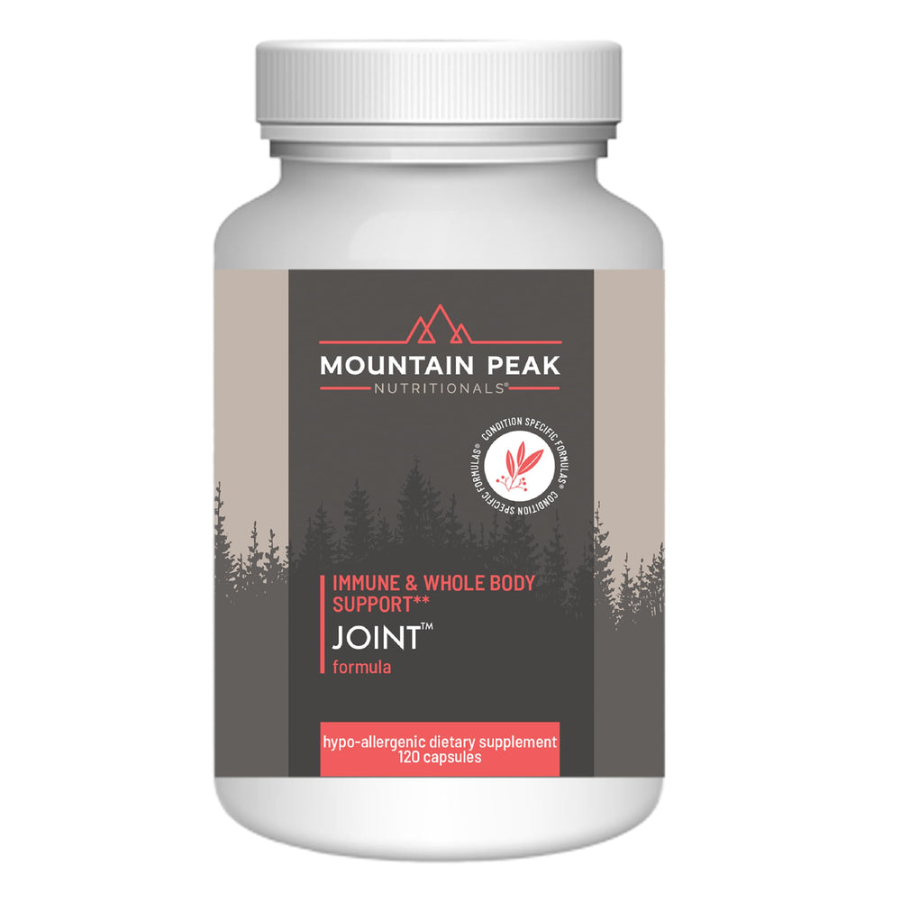 Mountain Peak Joint Formula bottle shows easy daily joint support capsules.