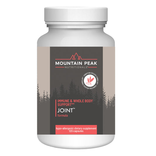 Mountain Peak Joint Formula bottle shows easy daily joint support capsules.
