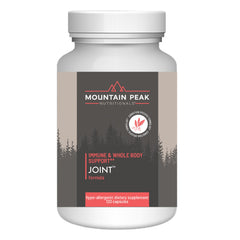 Mountain Peak Joint Formula bottle shows easy daily joint support capsules.