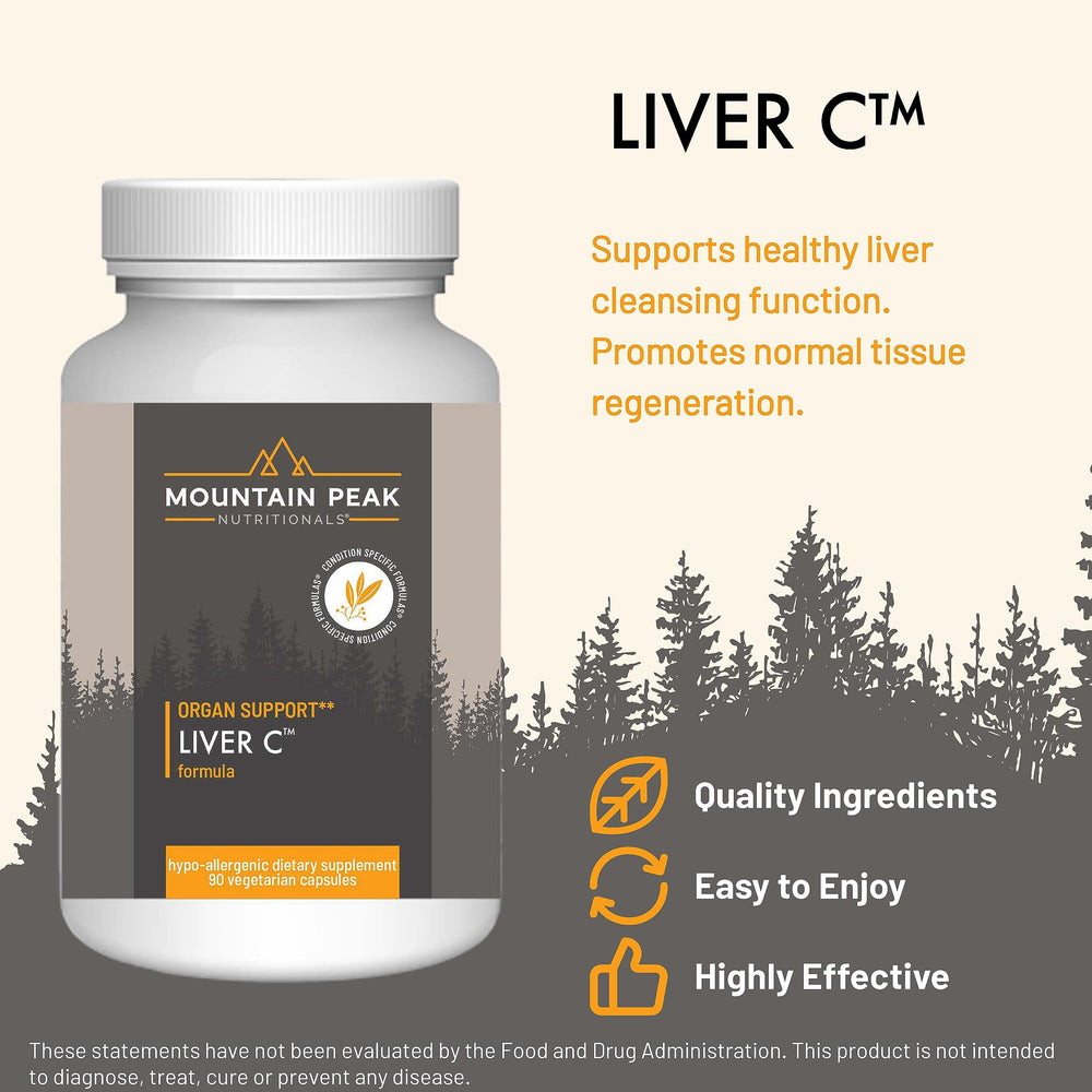 Mountain Peak Liver C bottle side view for daily capsule use