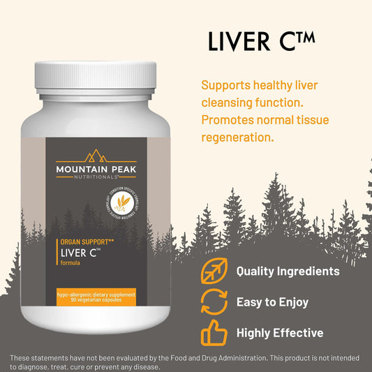 Mountain Peak Liver C bottle side view for daily capsule use