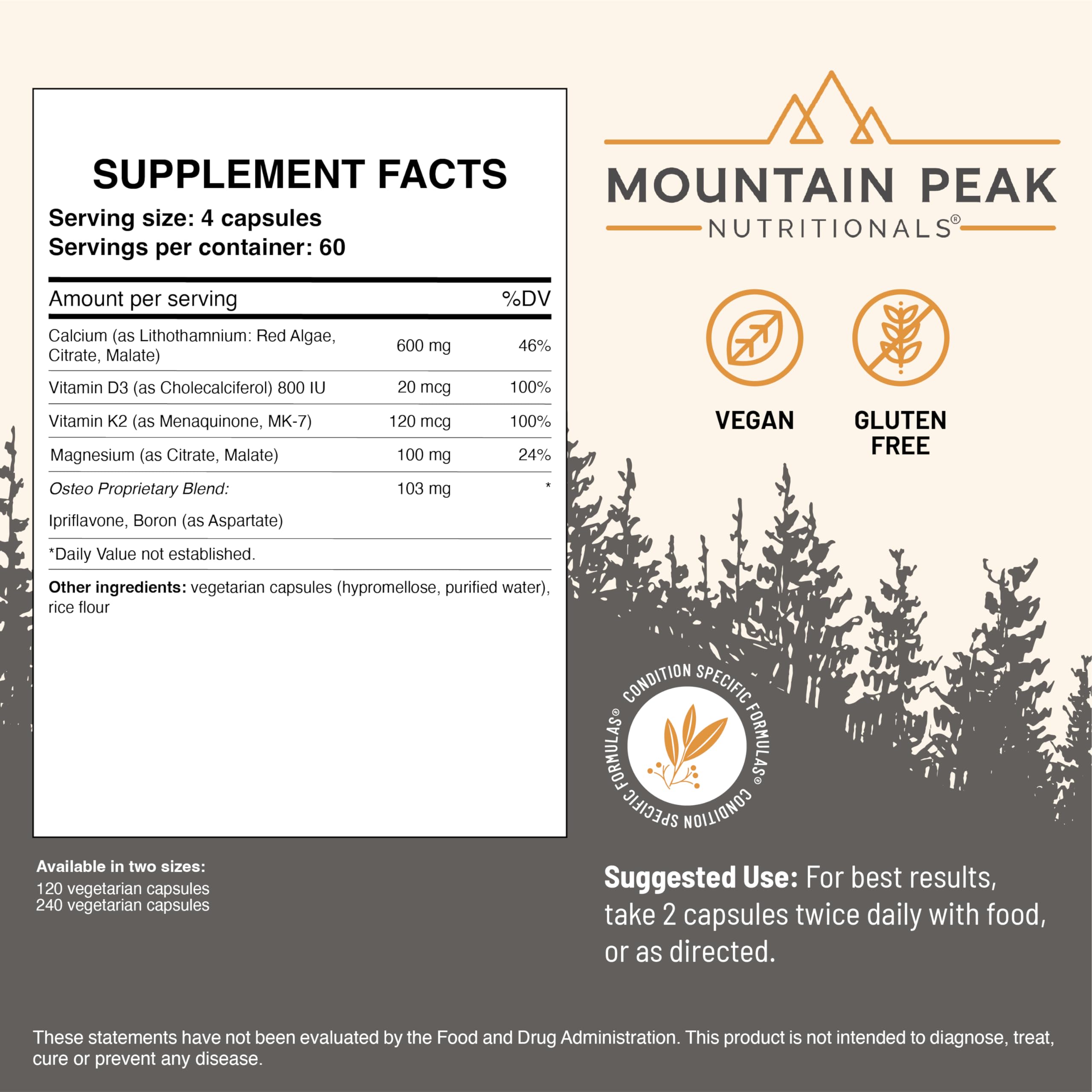 Mountain Peak Osteosupplement capsules ready for easy daily use