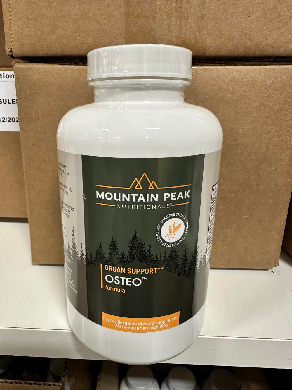 Mountain Peak Osteosupplement ingredients closeup highlighting minerals