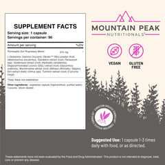 Mountain Peak Permeable Gut label emphasizes gut lining support and probiotic-friendly formula
