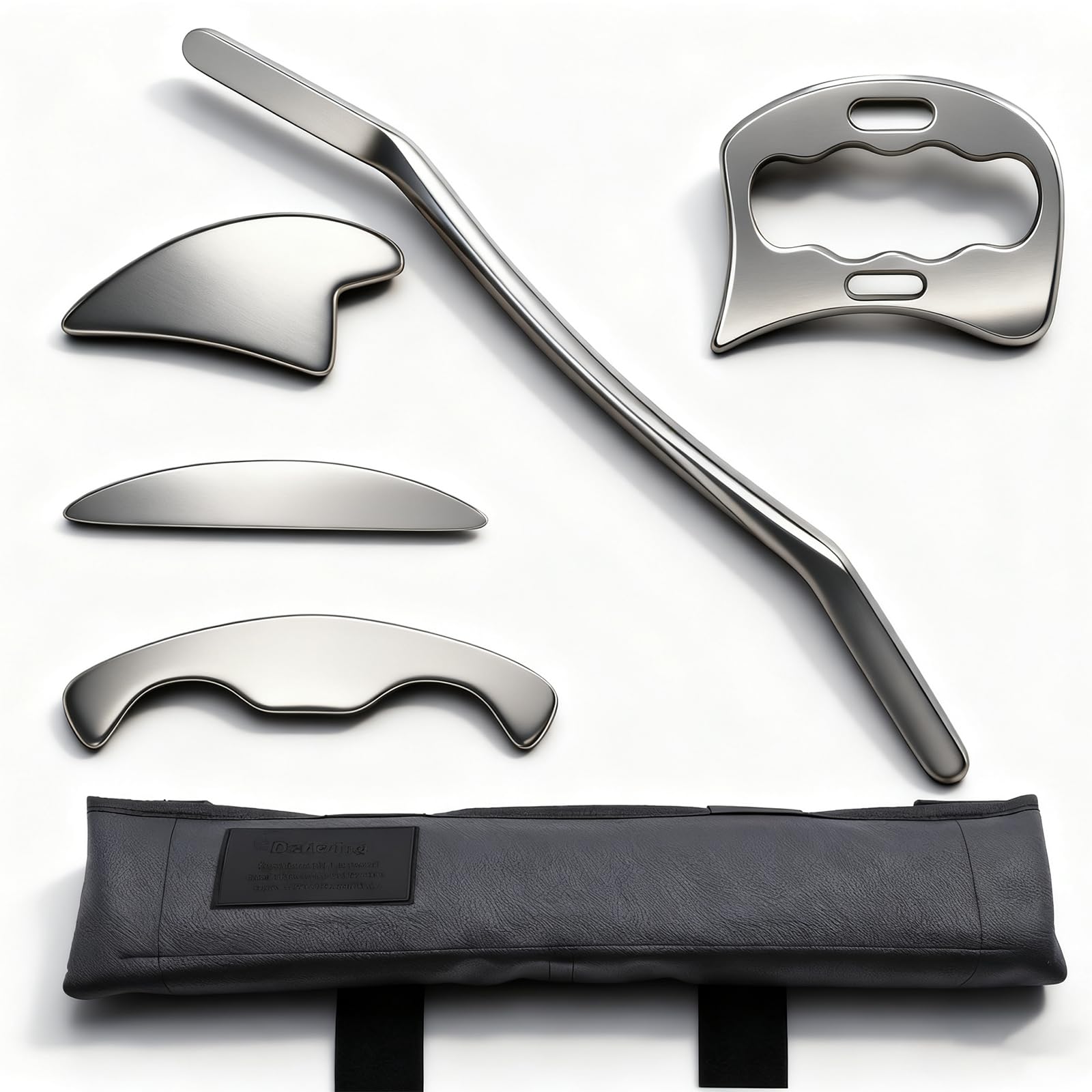 MOUOUSO 5-in-1 stainless steel muscle scraper set for targeted relief
