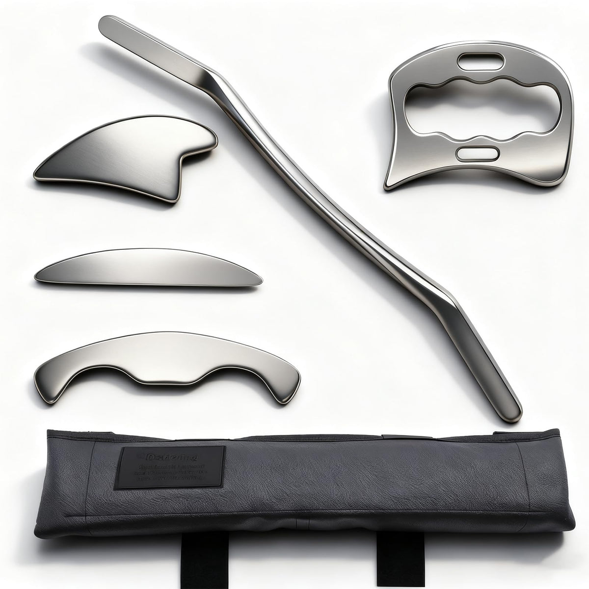 MOUOUSO 5-in-1 stainless steel muscle scraper set for targeted relief