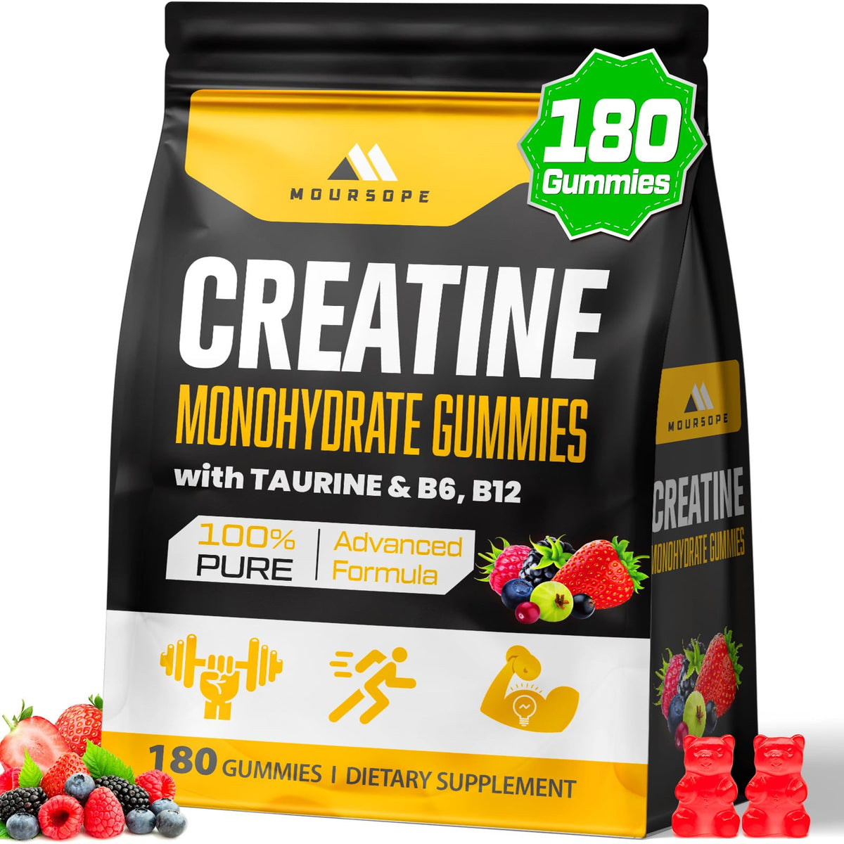 Moursope Creatine Monohydrate Gummies bottle for easy daily supplementation and workout support