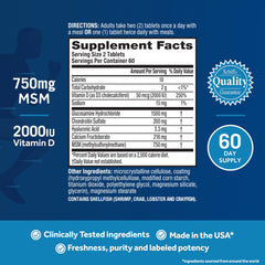 Move Free Advanced glucosamine-chondroitin pill detail showing key ingredients