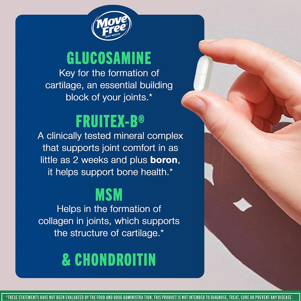 Move Free Advanced Plus MSM label shows mineral complex and support