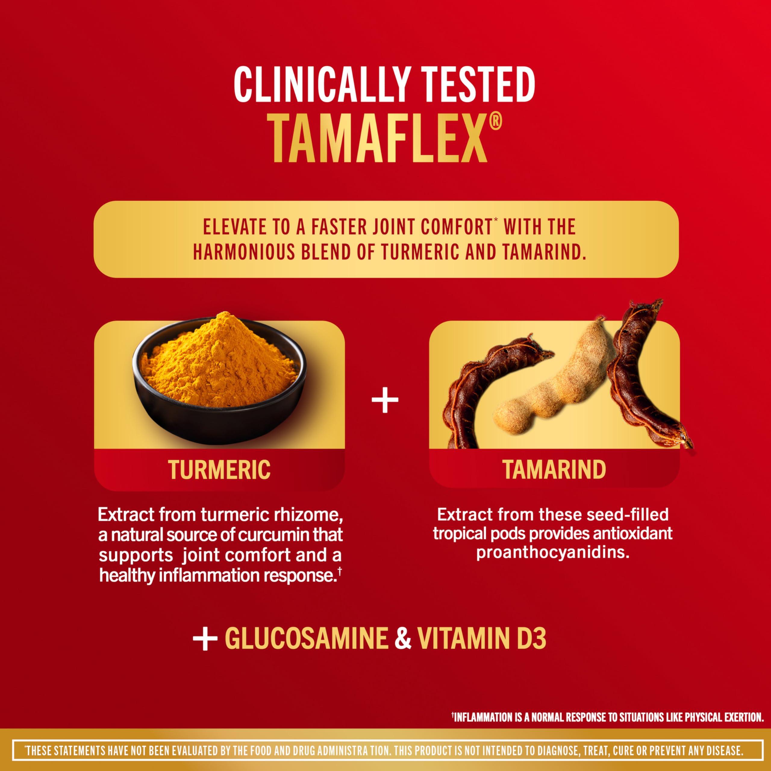Move Free TamaFlex glucosamine tablets shown for knee flexibility