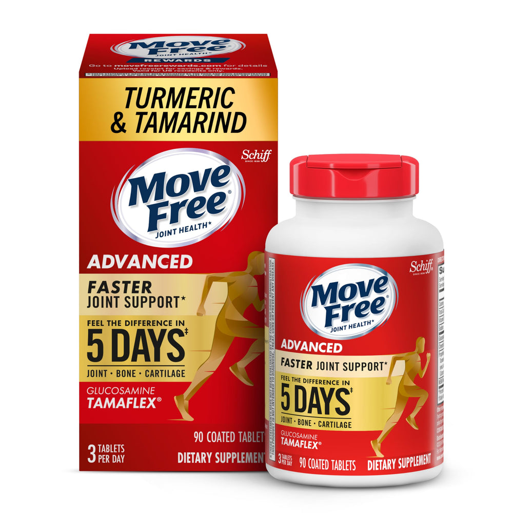 Move Free TamaFlex turmeric bottle highlighting joint comfort support for daily use