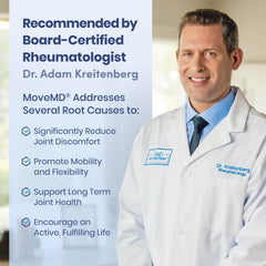 MoveMD bottle back showing ingredients and usage directions for mobility.