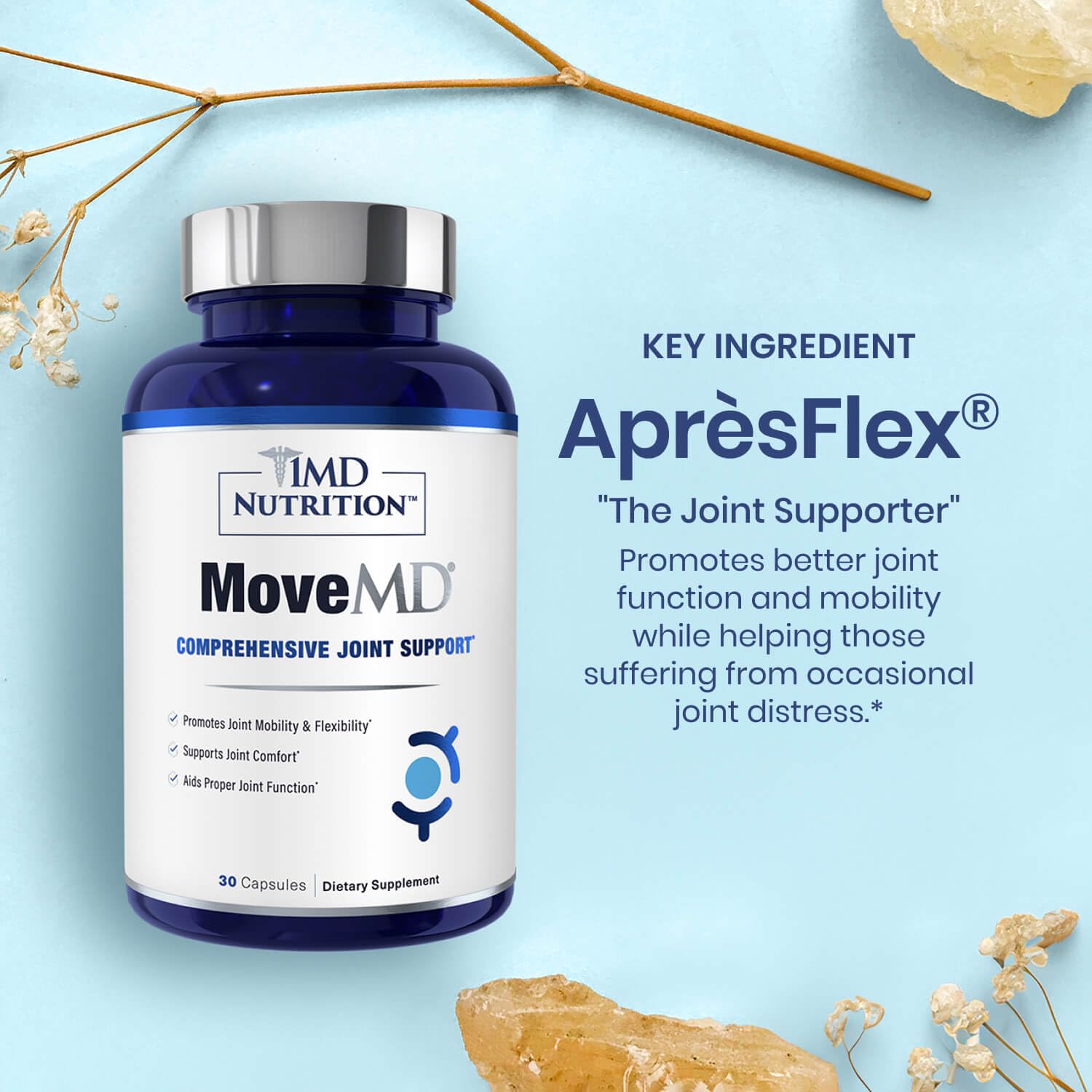 MoveMD capsules closeup highlighting compact daily joint support.