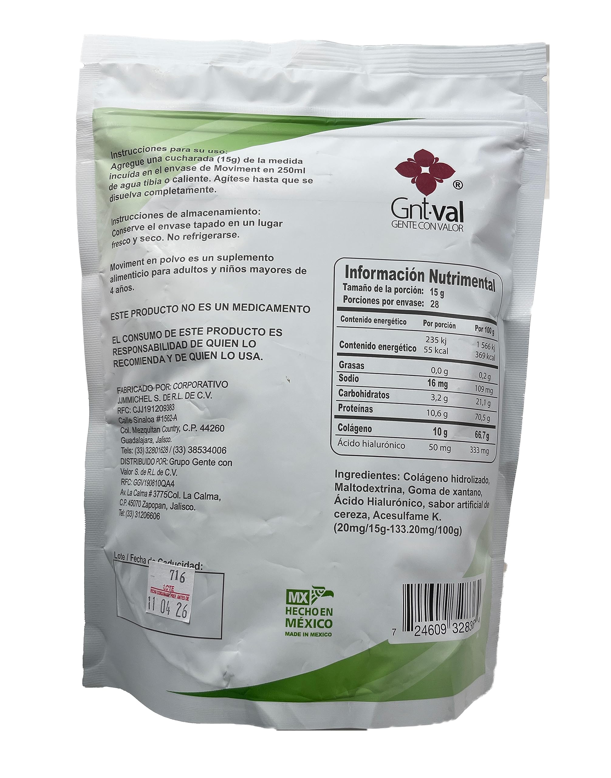 Moviment collagen hyaluronic sugar-free cherry powder ready to mix for a tasty daily drink