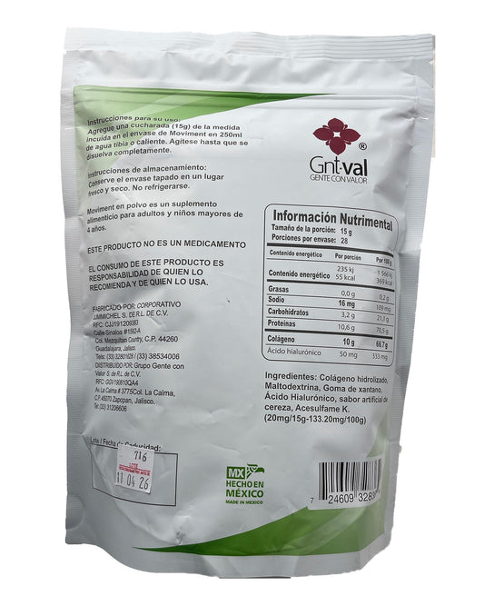 Moviment collagen hyaluronic sugar-free cherry powder ready to mix for a tasty daily drink