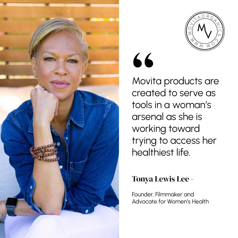 Movita Beauty organic ingredient blend supports vibrant hair, skin, and nails.