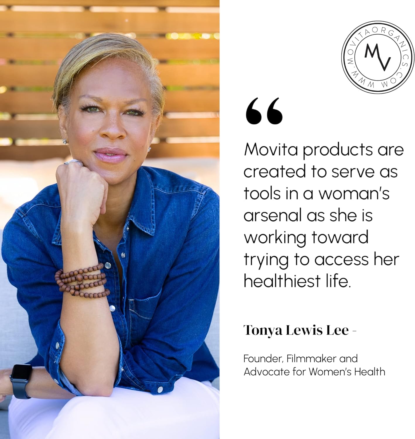 Movita ingredients panel highlighting organic non-GMO components