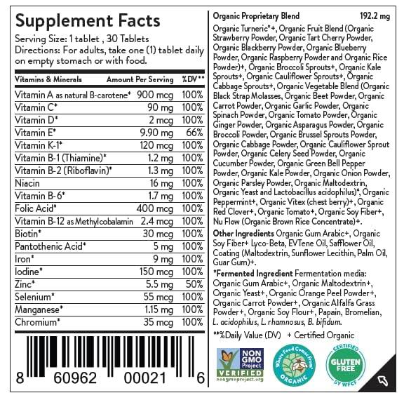 Movita label close-up showing organic fermented formula for vitality support