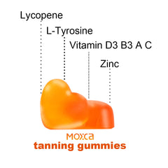 Moxca Vegan Beauty Gummies vitamin-d3-label communicates essential vitamins for radiant skin.