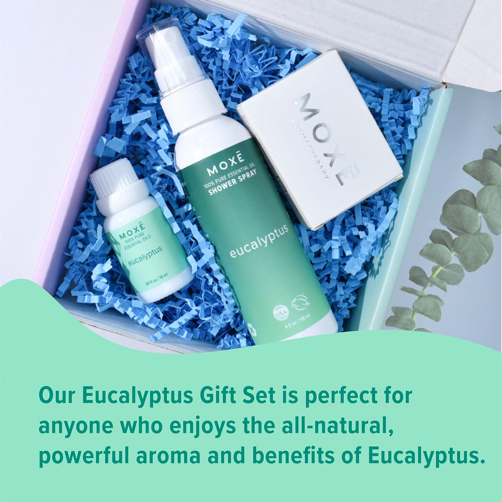 MOXE eucalyptus shower steamer releasing soothing steam during showers.