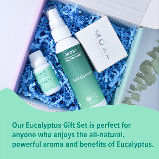 MOXE eucalyptus shower steamer releasing soothing steam during showers.