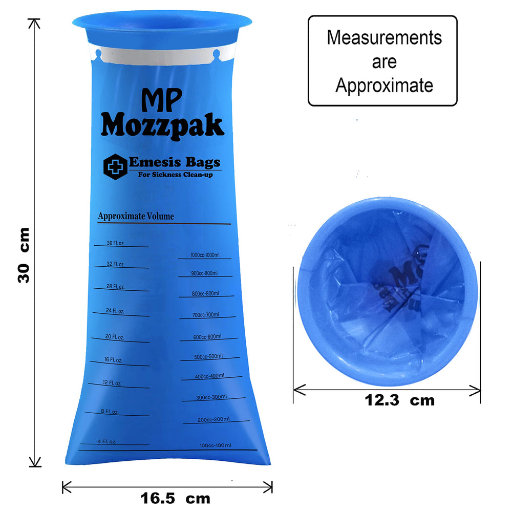 MP Mozzpak Vomit Bags with secure closure system to trap odors.