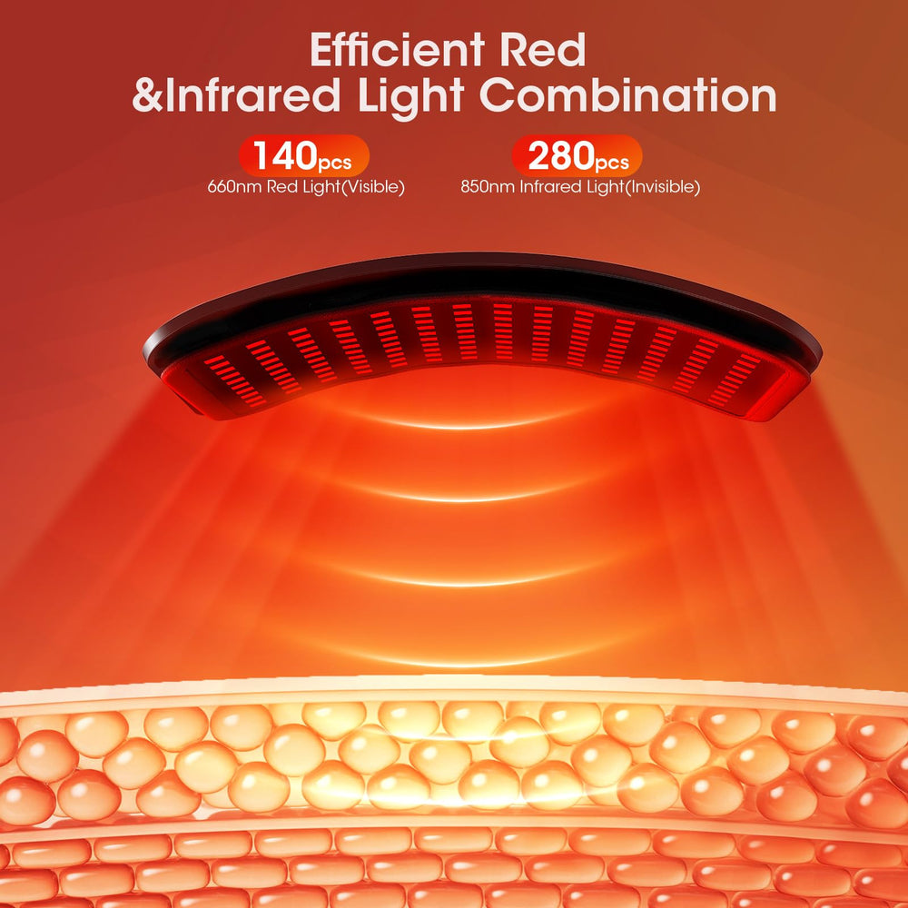 MQHOOB red light therapy lamp targets face and shoulders