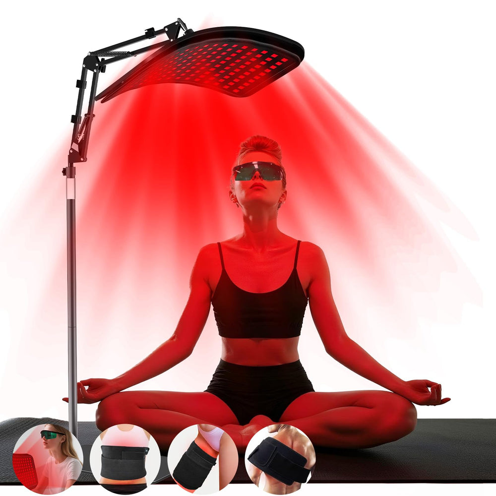 MQHOOB red light therapy lamp front view with dual wavelengths for body and face