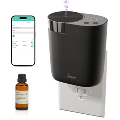 MQLMF plug-in diffuser wall outlet front view, compact and secure.