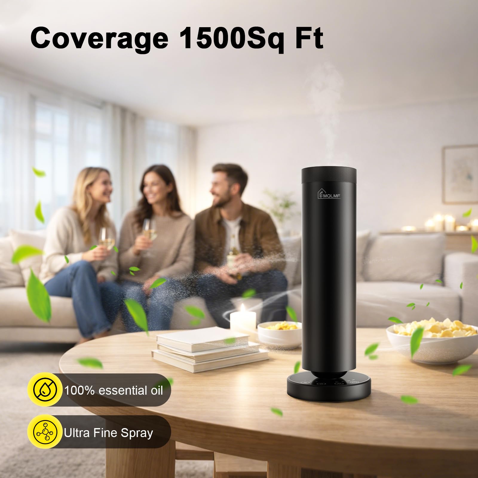 MQLMF waterless diffuser 24h diffusion mode maintains constant fragrance.