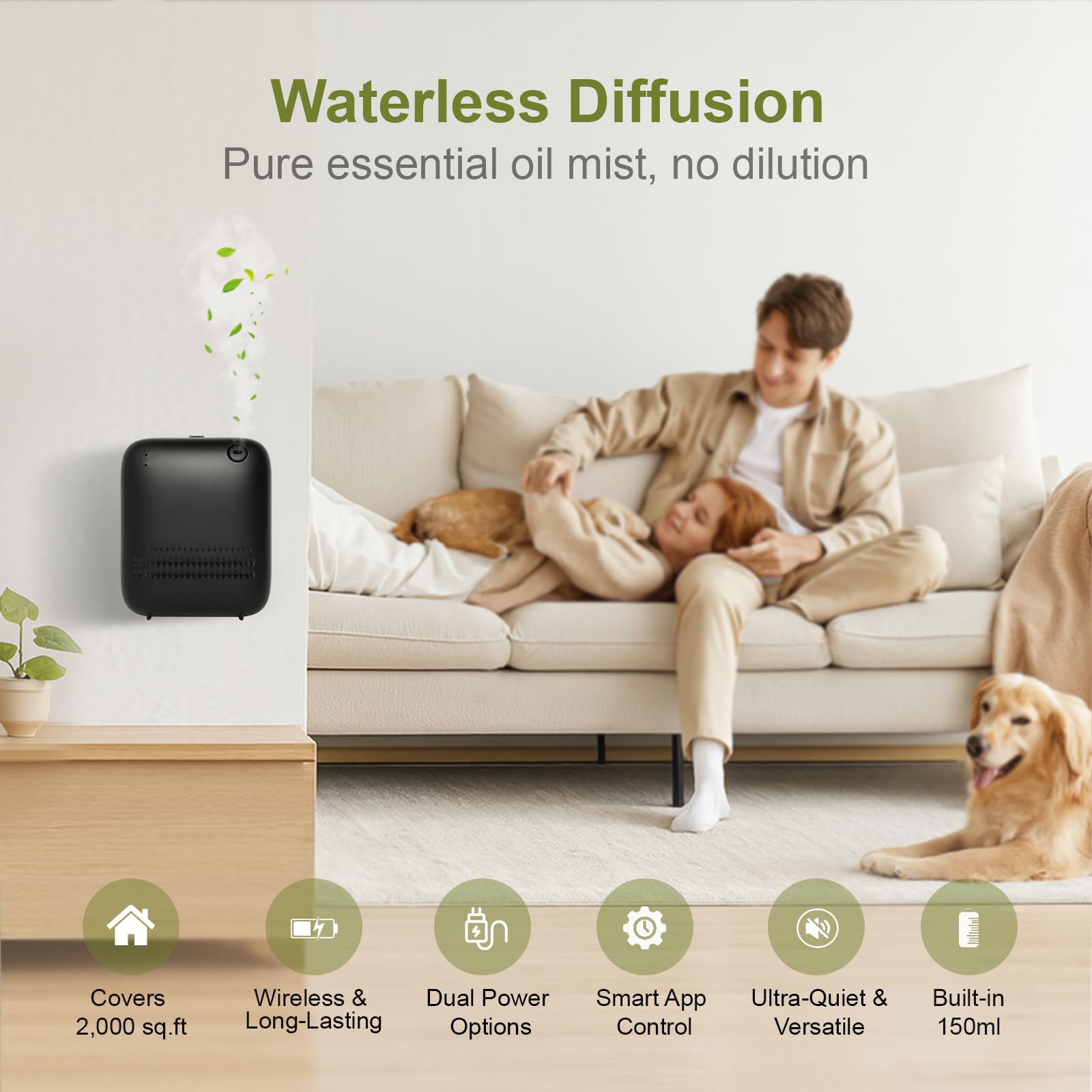 MQLMF wireless diffuser on a desk demonstrating portable fragrance use