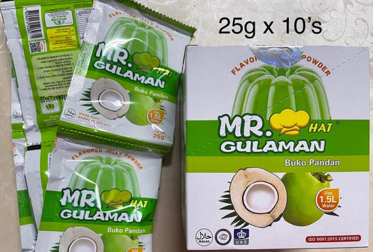 Mr Gulaman Buco Pandan powder in a bowl ready to mix
