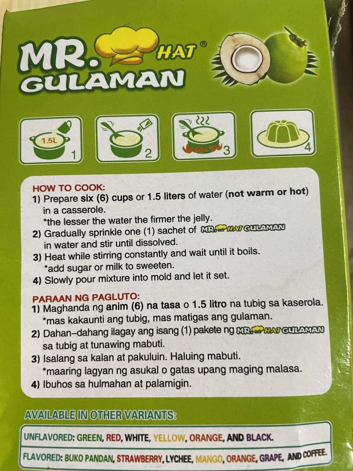 Serving suggestion shows chilled Mr Gulaman Buco Pandan jelly