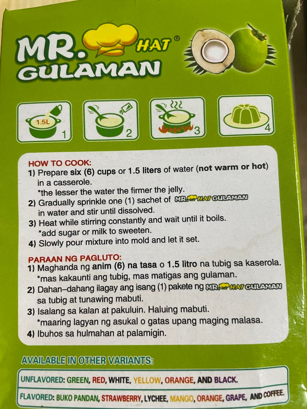 Serving suggestion shows chilled Mr Gulaman Buco Pandan jelly