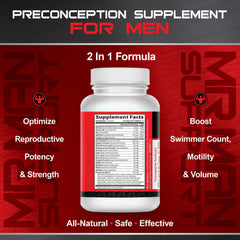 Mr. Man Support ingredients blend, featuring vitamins, minerals, and plant-based components