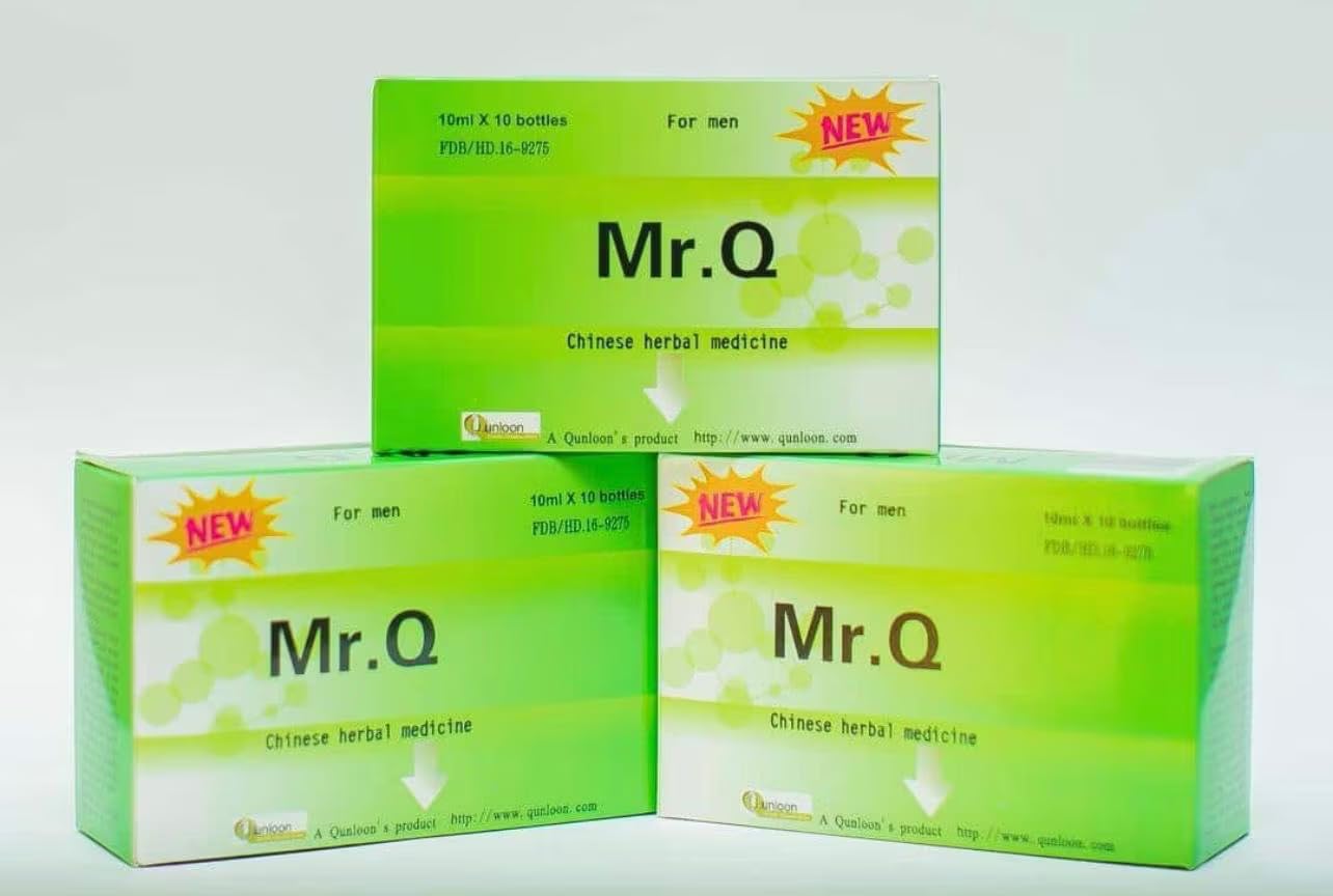 Mr. Q liquid supplement demonstrates easy daily consumption.