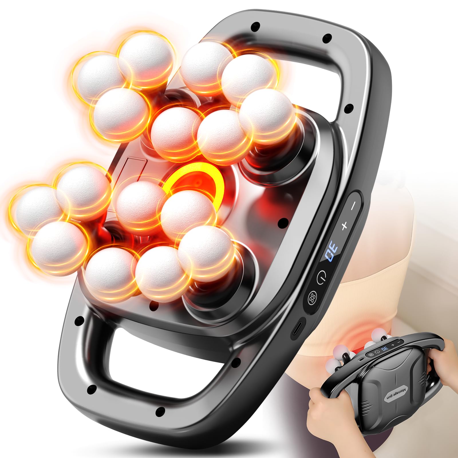MRCLEXI 16-head massage gun targeting deep tissue for post-workout relief.